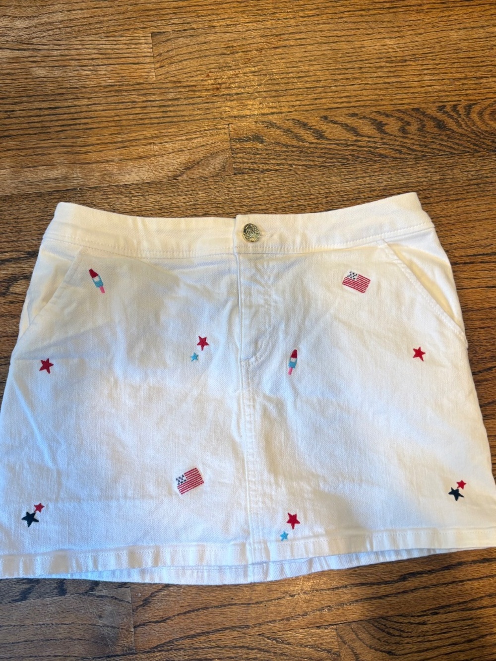 Lilly Pulitzer Colette Denim Skort White It's A 250th Celebration, Sz 2 - Picture 2 of 4
